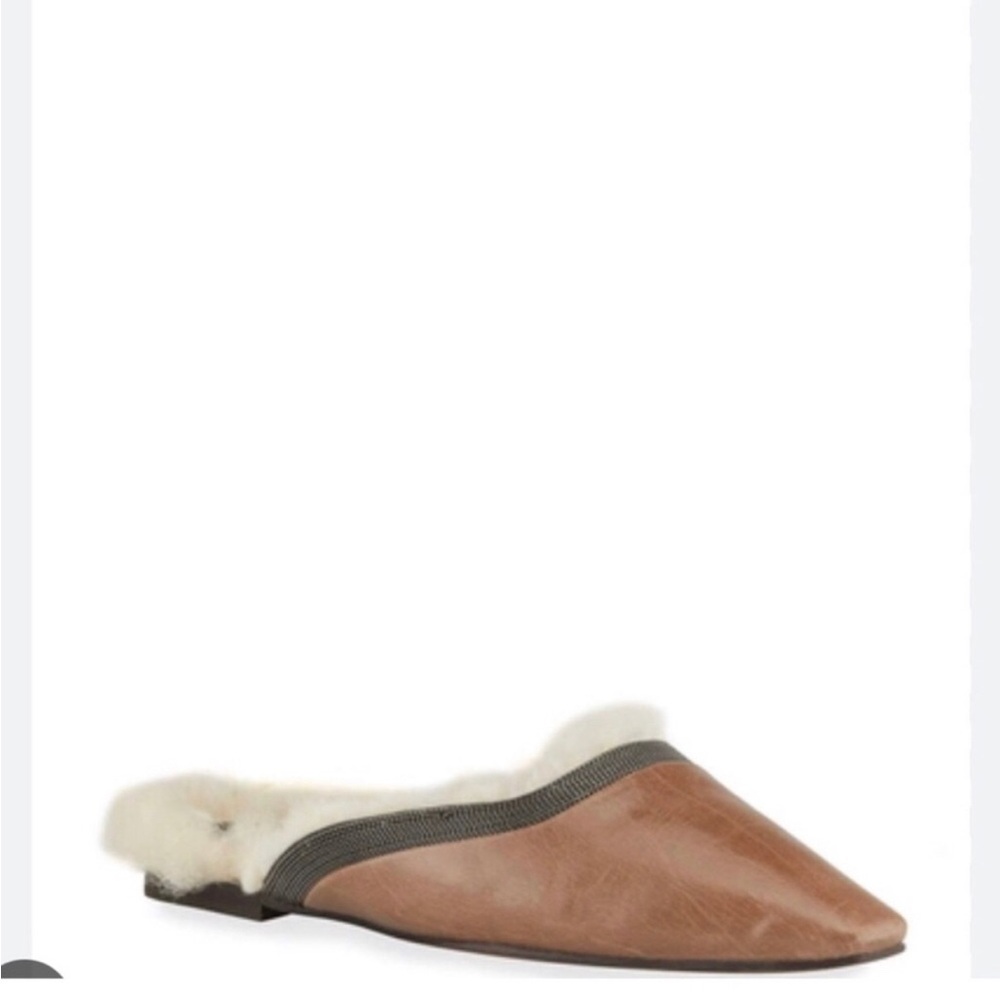 Brunello Cucinelli monili shearling lined mules 36.5=6.5